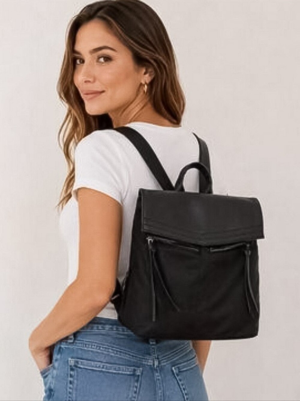 New Sleek Re-Nylon Women's Multipocket York Backpack Black By Botkier